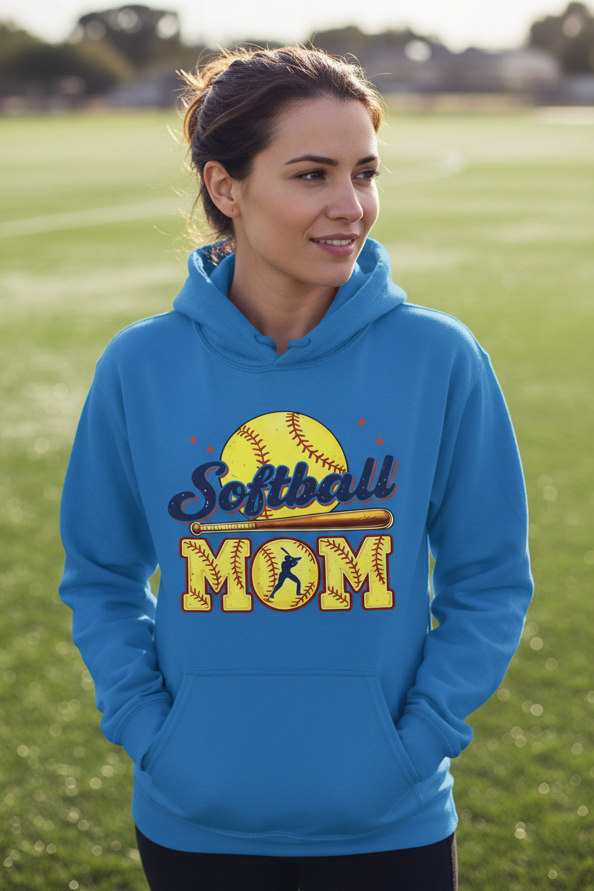 Softball Mom Passion Player Silhouette Design Hoodie Royal - SF500 - FRONT
