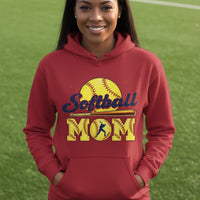 Softball Mom Passion Player Silhouette Design Hoodie RED - SF500 - FRONT