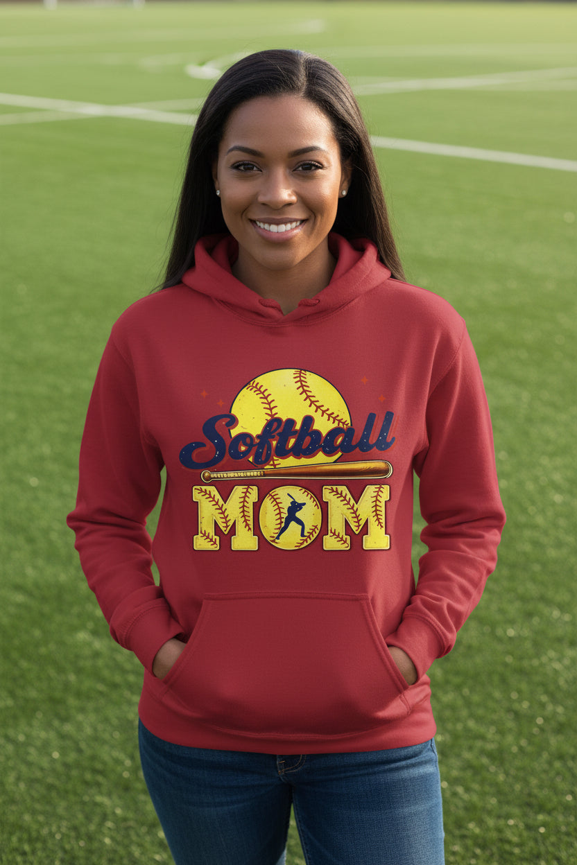 Softball Mom Passion Player Silhouette Design Hoodie RED - SF500 - FRONT