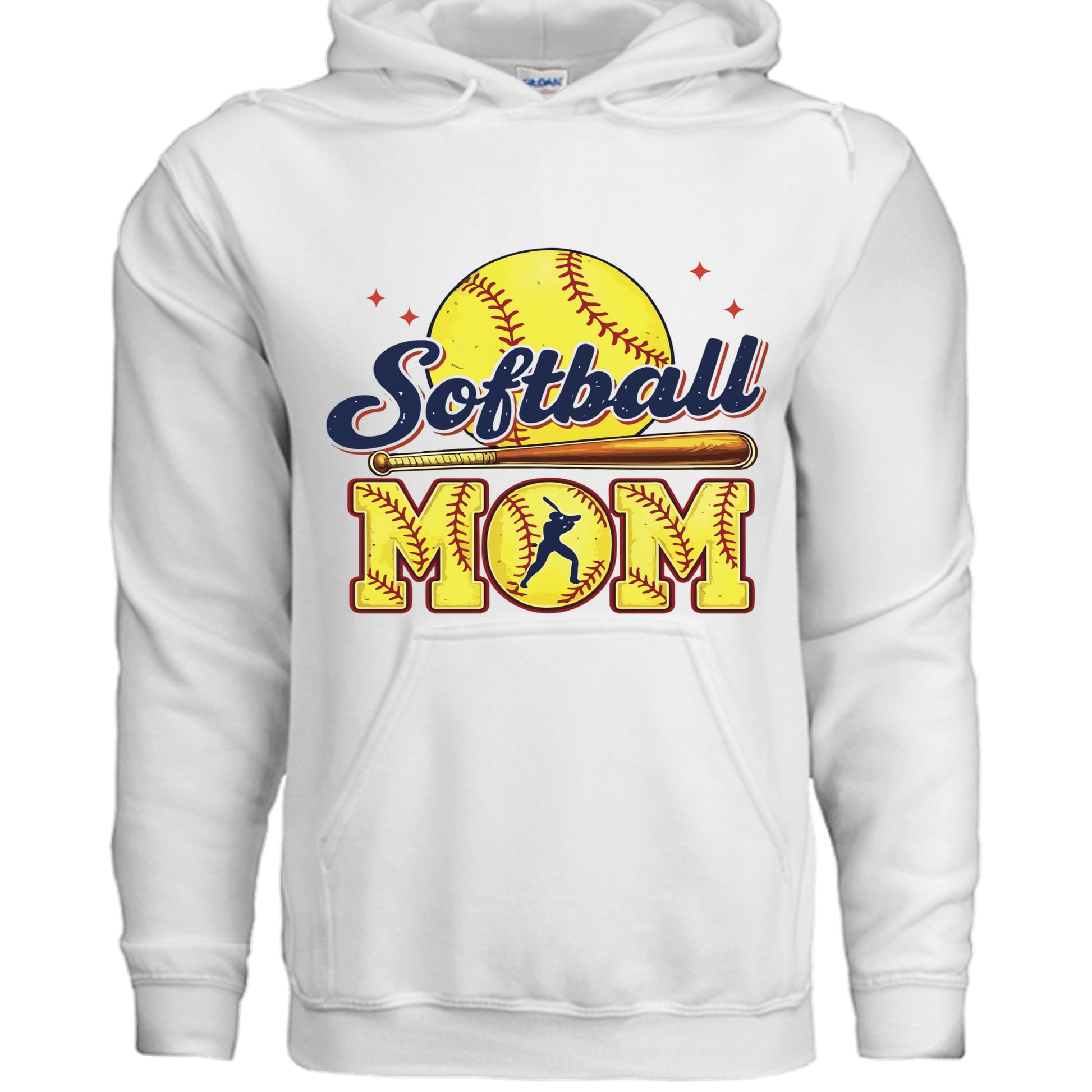 Softball Mom Passion Player Silhouette Design Hoodie WHITE - SF500 - FRONT