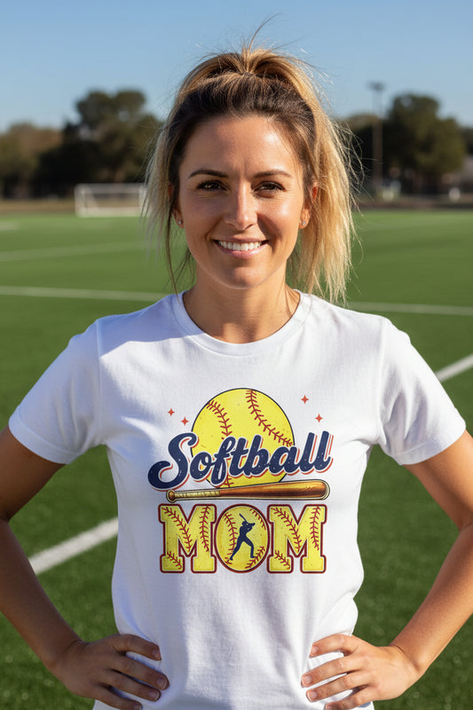Softball Mom Passion Player Silhouette Design T-Shirt WHITE - 6004 - FRONT