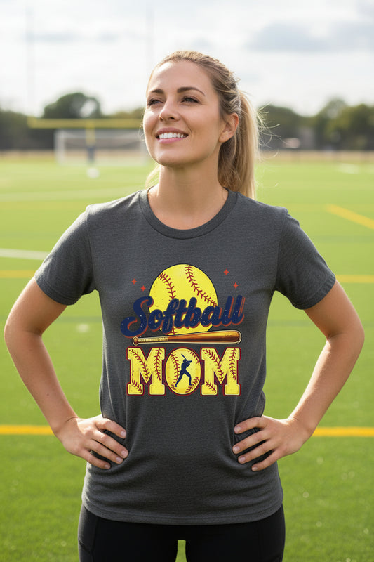 Softball Mom Passion Player Silhouette Design T-Shirt DRK GREY HEATHER - 6004 - FRONT