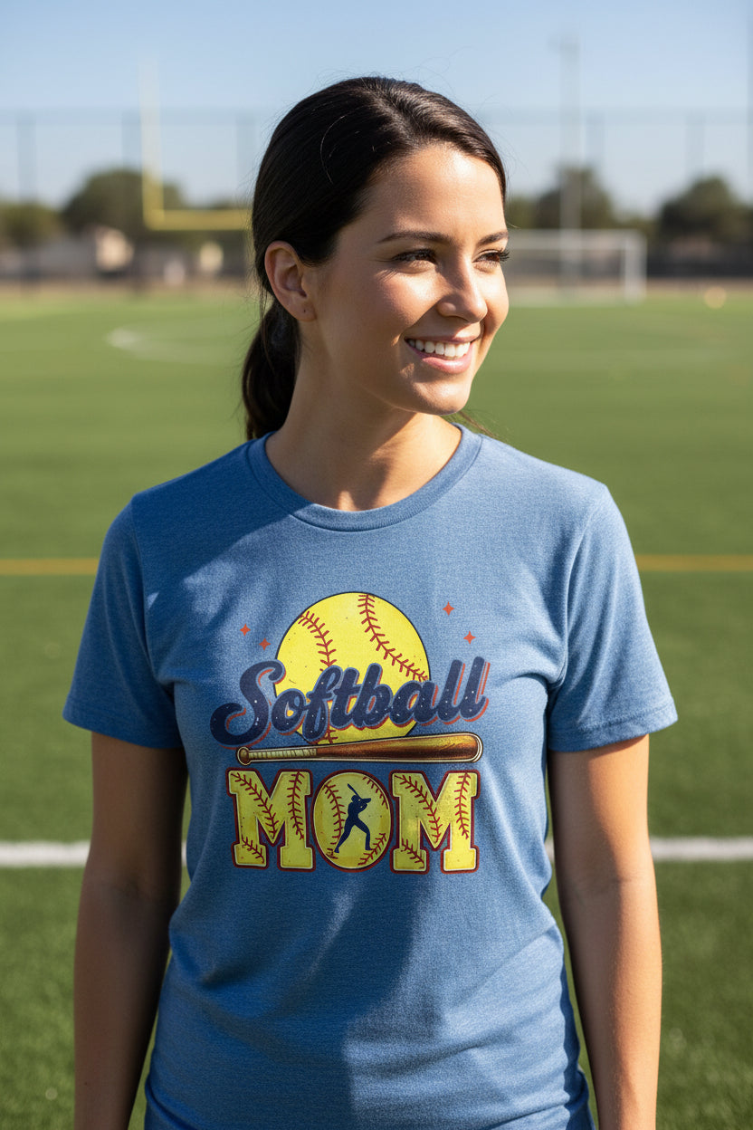 Softball Mom Passion Player Silhouette Design T-Shirt HTHR TRUE ROYAL - 6004 - FRONT