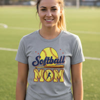 Softball Mom Passion Player Silhouette Design T-Shirt ATHLETIC HEATHER - 6004 - FRONT