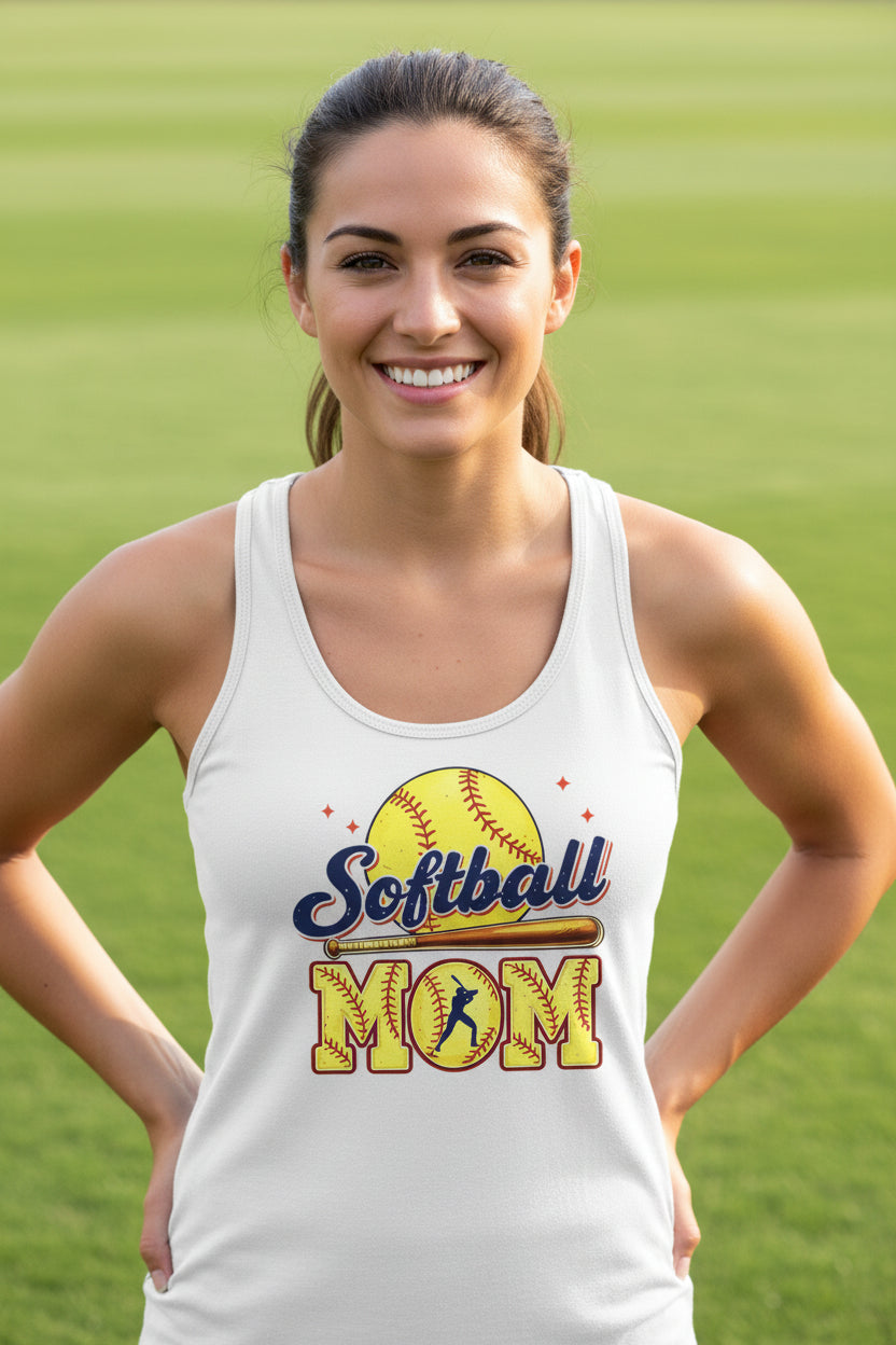 Softball Mom Passion Player Silhouette Design Tank Top White - N1533 - FRONT