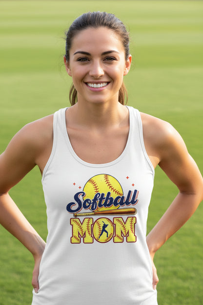 Softball Mom Passion Player Silhouette Design Tank Top White - N1533 - FRONT