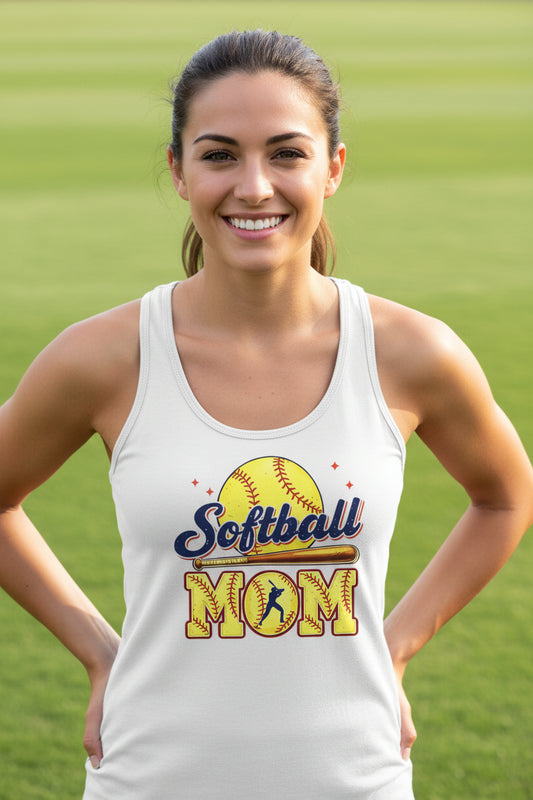 Softball Mom Passion Player Silhouette Design Tank Top White - N1533 - FRONT
