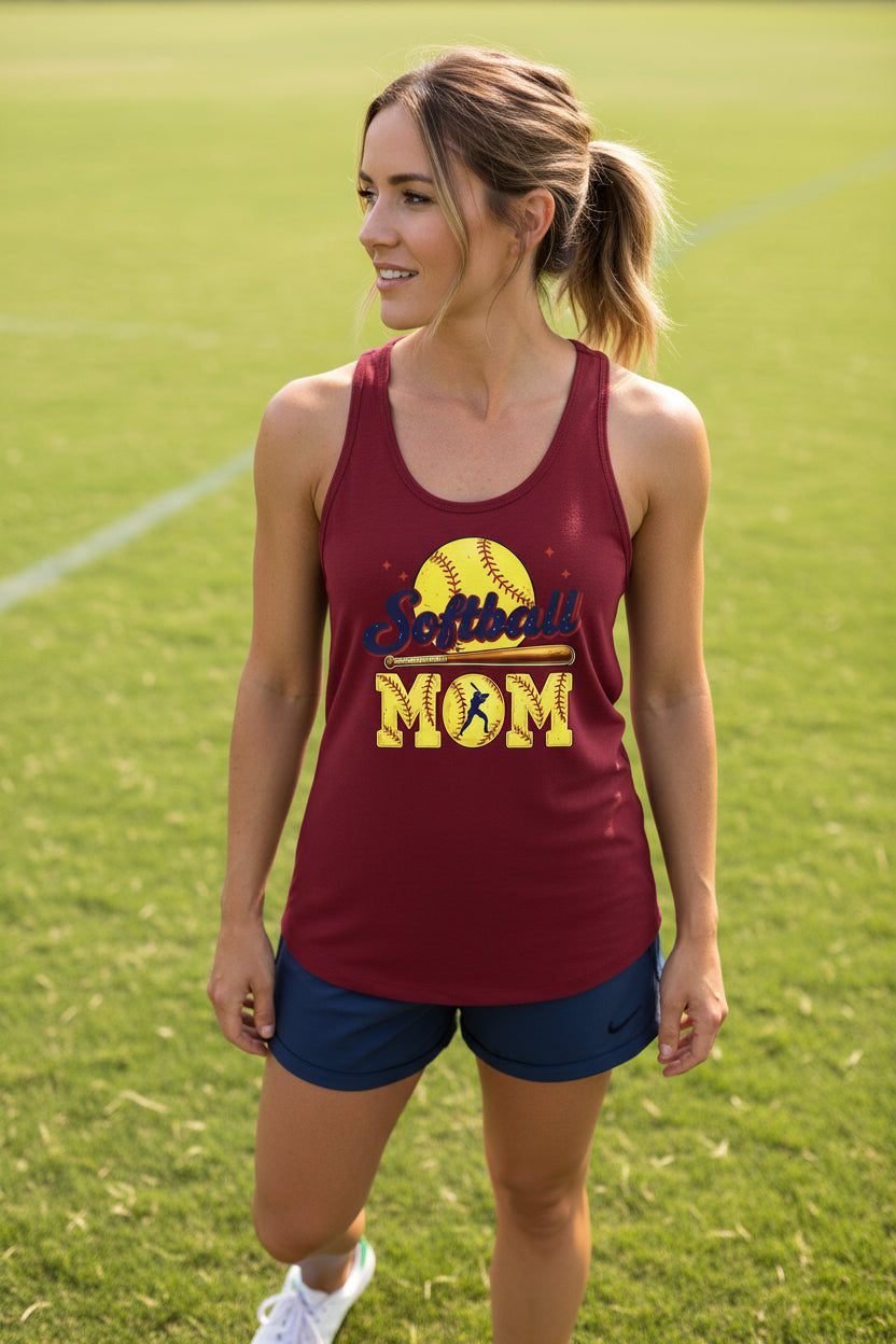 Softball Mom Passion Player Silhouette Design Tank Top Scarlet - N1533 - FRONT