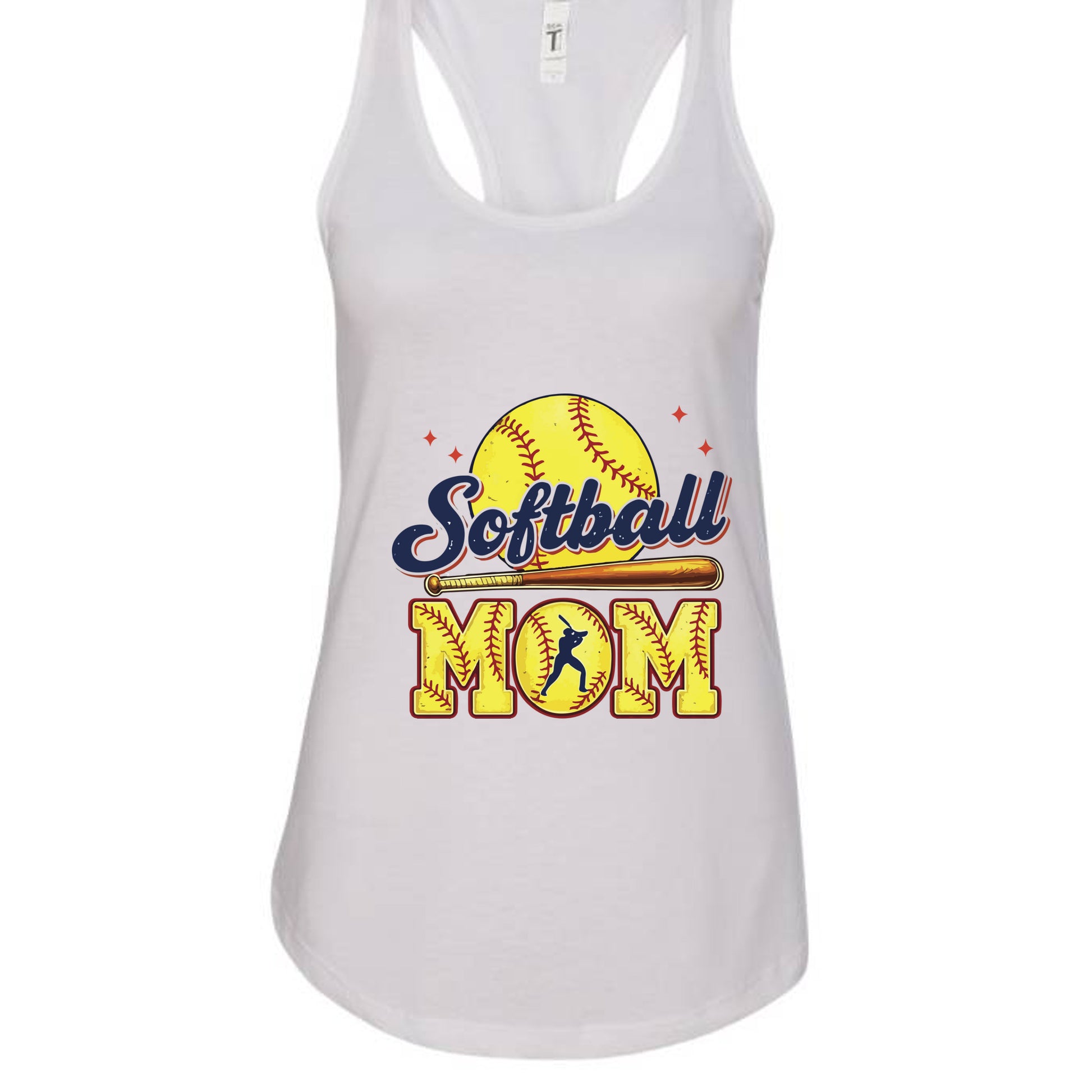 Softball Mom Passion Player Silhouette Design Tank Top White - N1533 - FRONT