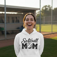 Softball Mom Script Design with Ball Graphic – Game Day Spirit Style Hoodie WHITE - FRONT