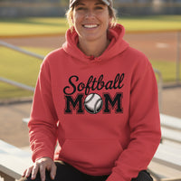 Softball Mom Script Design with Ball Graphic – Game Day Spirit Style Hoodie RED - FRONT