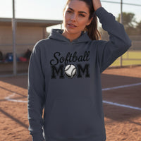 Softball Mom Script Design with Ball Graphic – Game Day Spirit Style Hoodie NAVY - FRONT