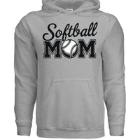 Softball Mom Script Design with Ball Graphic – Game Day Spirit Style Hoodie SPORT GREY - FRONT