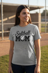 Softball Mom Script Design with Ball Graphic – Game Day Spirit Style T-Shirt DEEP HEATHER - FRONT