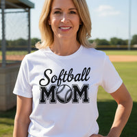 Softball Mom Script Design with Ball Graphic – Game Day Spirit Style T-Shirt WHITE - FRONT