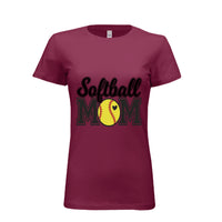 Softball Mom T-Shirt with Heart Ball – Game Day Spirit Style MAROON - 6004 - FRONT