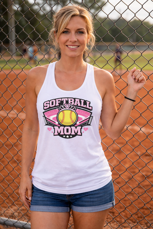 Softball Mom Tank Top – Lightweight Game Day Tank for Proud Moms White