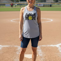 Softball Mom Tank Top with Heart Ball – Game Day Spirit Style Heather Gray - N1533 - FRONT
