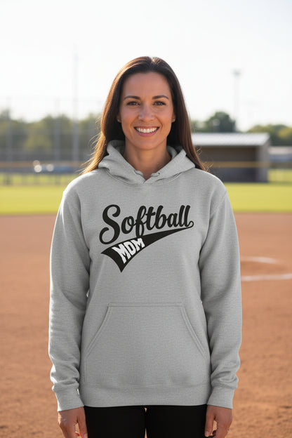 Softball Mom Vibes – Stylish Sports Parent Pride Statement Hoodie SPORT GREY - FRONT