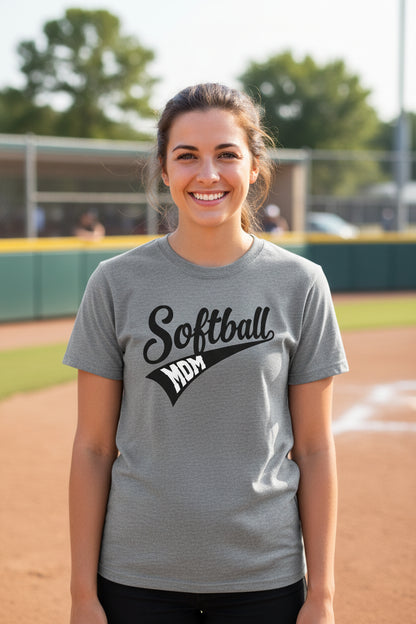 Softball Mom Vibes – Stylish Sports Parent Pride Statement T-Shirt DEEP HEATHER - FRONT
