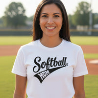 Softball Mom Vibes – Stylish Sports Parent Pride Statement T-Shirt WHITE - FRONT