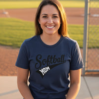 Softball Mom Vibes – Stylish Sports Parent Pride Statement T-Shirt NAVY - FRONT