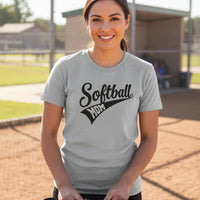 Softball Mom Vibes – Stylish Sports Parent Pride Statement T-Shirt ATHLETIC HEATHER - FRONT