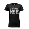 Softball Mom Vintage T-Shirt Design with Batter Silhouette Action Graphic BLACK - FRONT