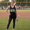 Softball Mom Vintage Tank Top Design with Batter Silhouette Action Graphic Black - FRONT