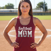 Softball Mom Vintage Tank Top Design with Batter Silhouette Action Graphic Scarlet - FRONT