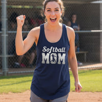 Softball Mom Vintage Tank Top Design with Batter Silhouette Action Graphic Midnight Navy - FRONT