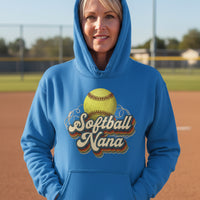Softball Nana Groovy Retro Sports Family Fan Hoodie Royal - SF500 - FRONT