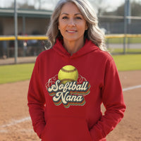 Softball Nana Groovy Retro Sports Family Fan Hoodie RED - SF500 - FRONT