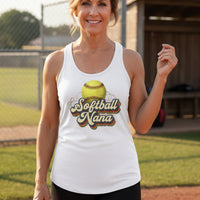Softball Nana Groovy Retro Sports Family Fan Tank Top White - N1533 - FRONT