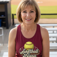 Softball Nana Groovy Retro Sports Family Fan Tank Top Scarlet - N1533 - FRONT