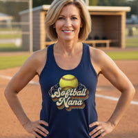 Softball Nana Groovy Retro Sports Family Fan Tank Top Midnight Navy - N1533 - FRONT