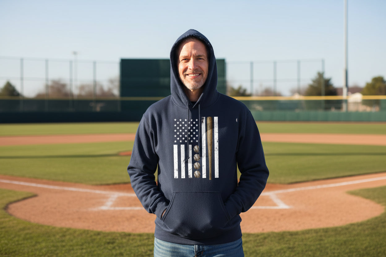 USA Baseball Flag Design - Patriotic Athlete & Bas 5eball Lover Mens Hoodie  NAVY - FRONT