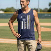 USA Baseball Flag Design - Patriotic Athlete & Baseball Lover Mens Tank Top NAVY - FRONT