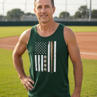 USA Baseball Flag Design - Patriotic Athlete & Baseball Lover Mens Tank Top Forest - FRONT
