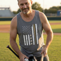 USA Baseball Flag Design - Patriotic Athlete & Baseball Lover Mens Tank Top DARK GREY - FRONT