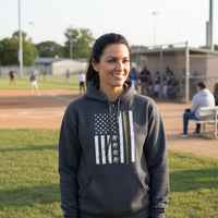 USA Baseball Flag Design - Patriotic Athlete & Baseball Lover Womens Hoodie DARK HEATHER - FRONT
