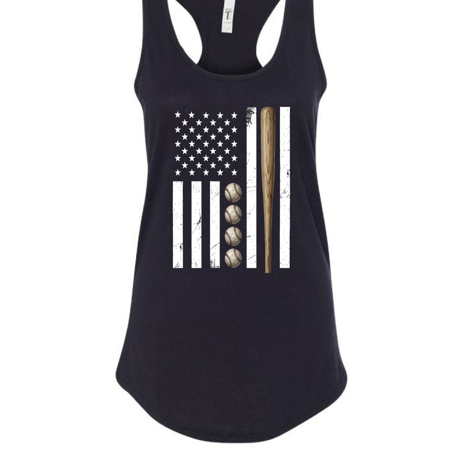 USA Baseball Flag Design - Patriotic Athlete & Baseball Lover Womens Tank Top Black - FRONT