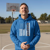 USA Basketball Flag Design - Patriotic Athlete & Basketball Lover Hoodie for Men Royal - FRONT