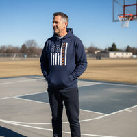 USA Basketball Flag Design - Patriotic Athlete & Basketball Lover Hoodie for Men NAVY - FRONT