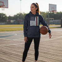USA Basketball Flag Design - Patriotic Athlete & Basketball Lover Hoodie for Women NAVY - FRONT