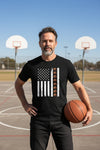 USA Basketball Flag Design - Patriotic Athlete & Basketball Lover T-Shirt for Men BLACK - FRONT