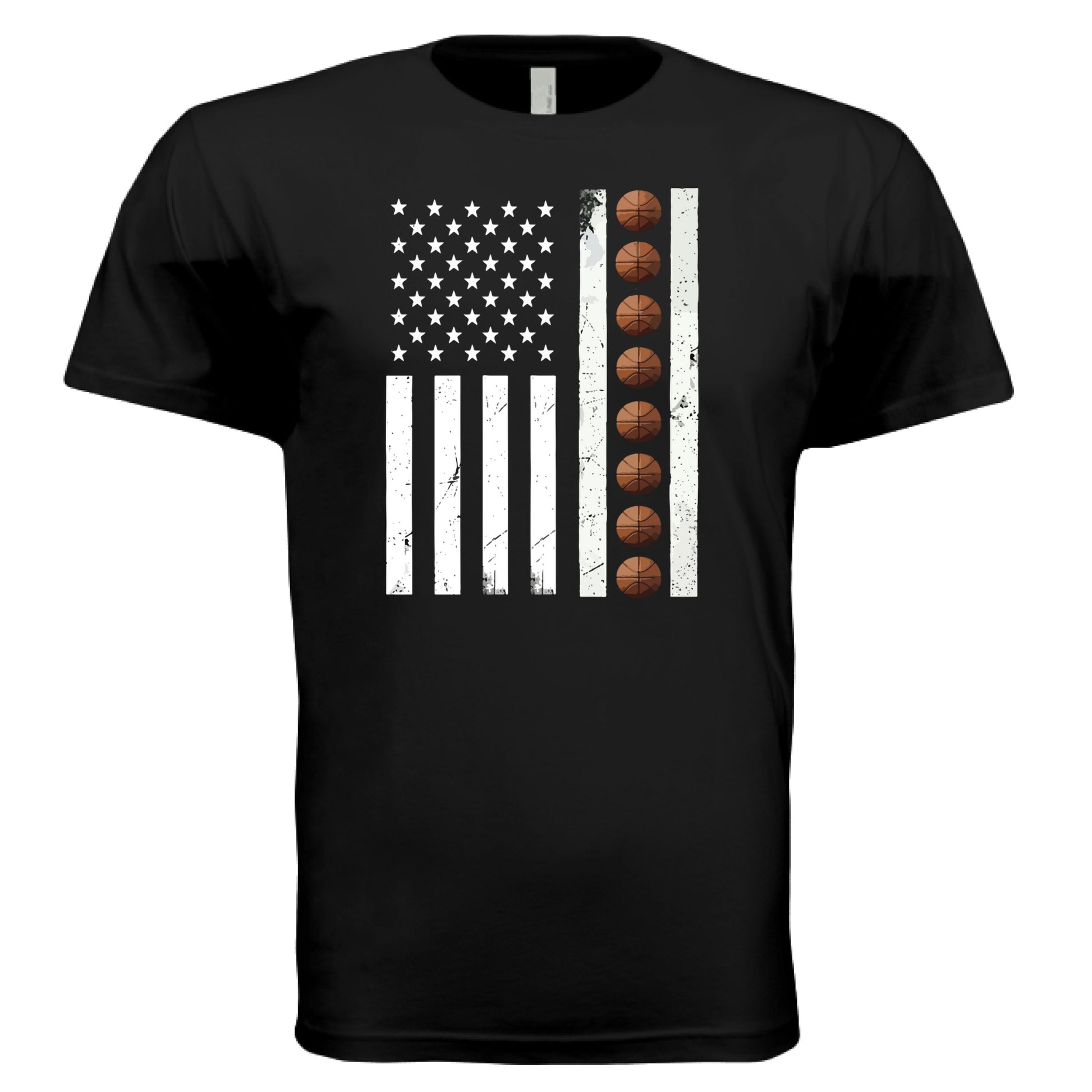 USA Basketball Flag Design - Patriotic Athlete & Basketball Lover T-Shirt for Men BLACK - FRONT