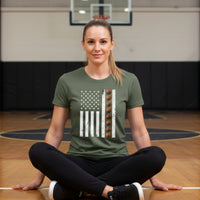 USA Basketball Flag Design - Patriotic Athlete & Basketball Lover T-Shirt for Women Military Green - FRONT