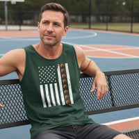 USA Basketball Flag Design - Patriotic Athlete & Basketball Lover Tank Top for Men Forest - FRONT