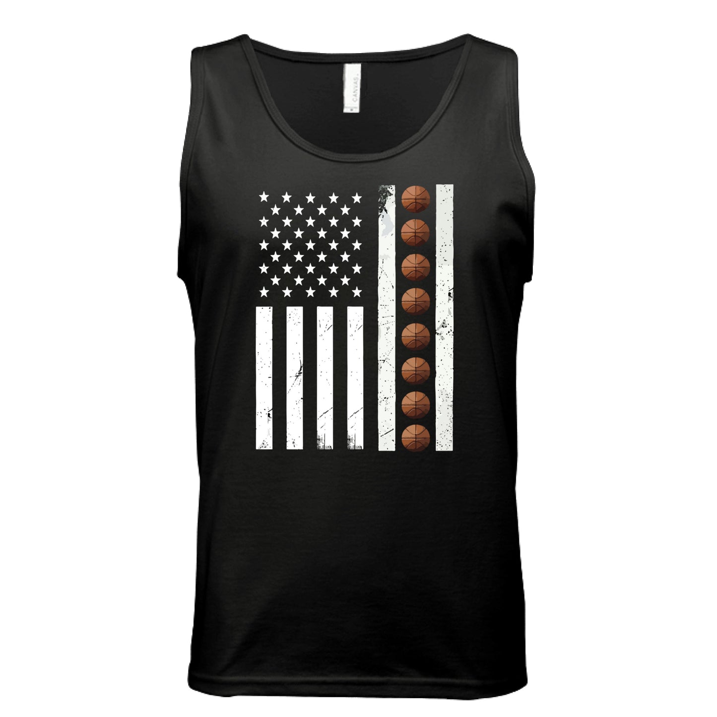 USA Basketball Flag Design - Patriotic Athlete & Basketball Lover Tank Top for Men BLACK - FRONT